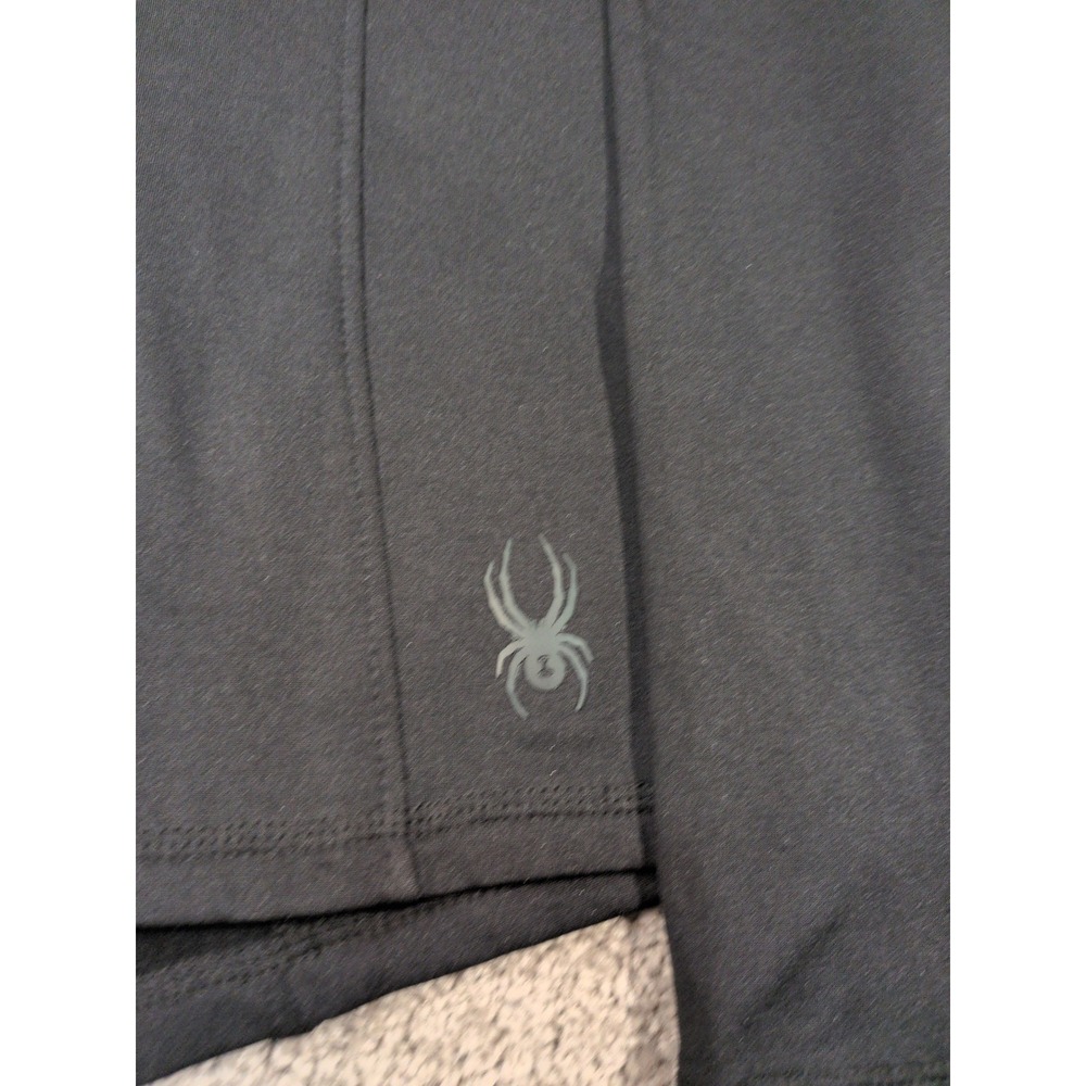 Spyder Active Mens Black Long Sleeve Performance Base Layer Top Large Thumbholes - Picture 2 of 8